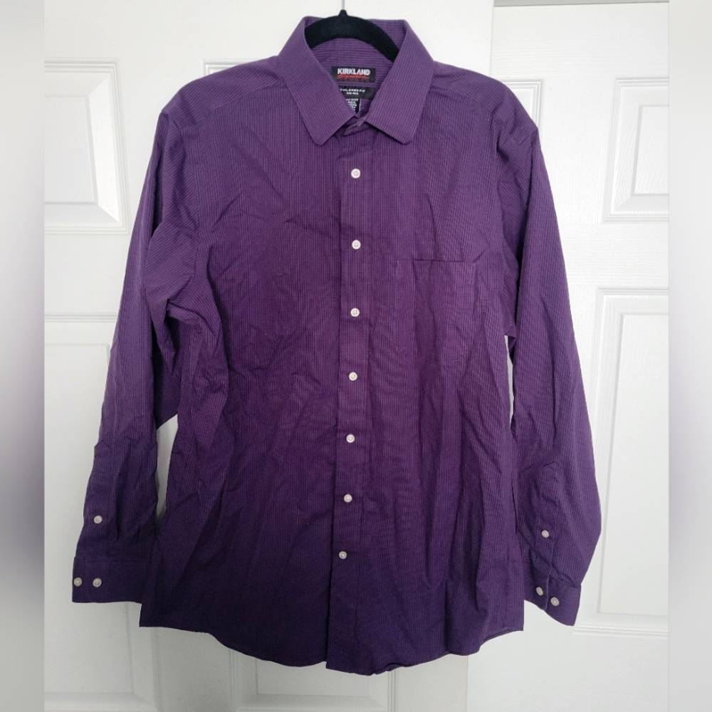 Kirkland Signature Purple Tailored Fit Non-Iron Button Down Shirt
